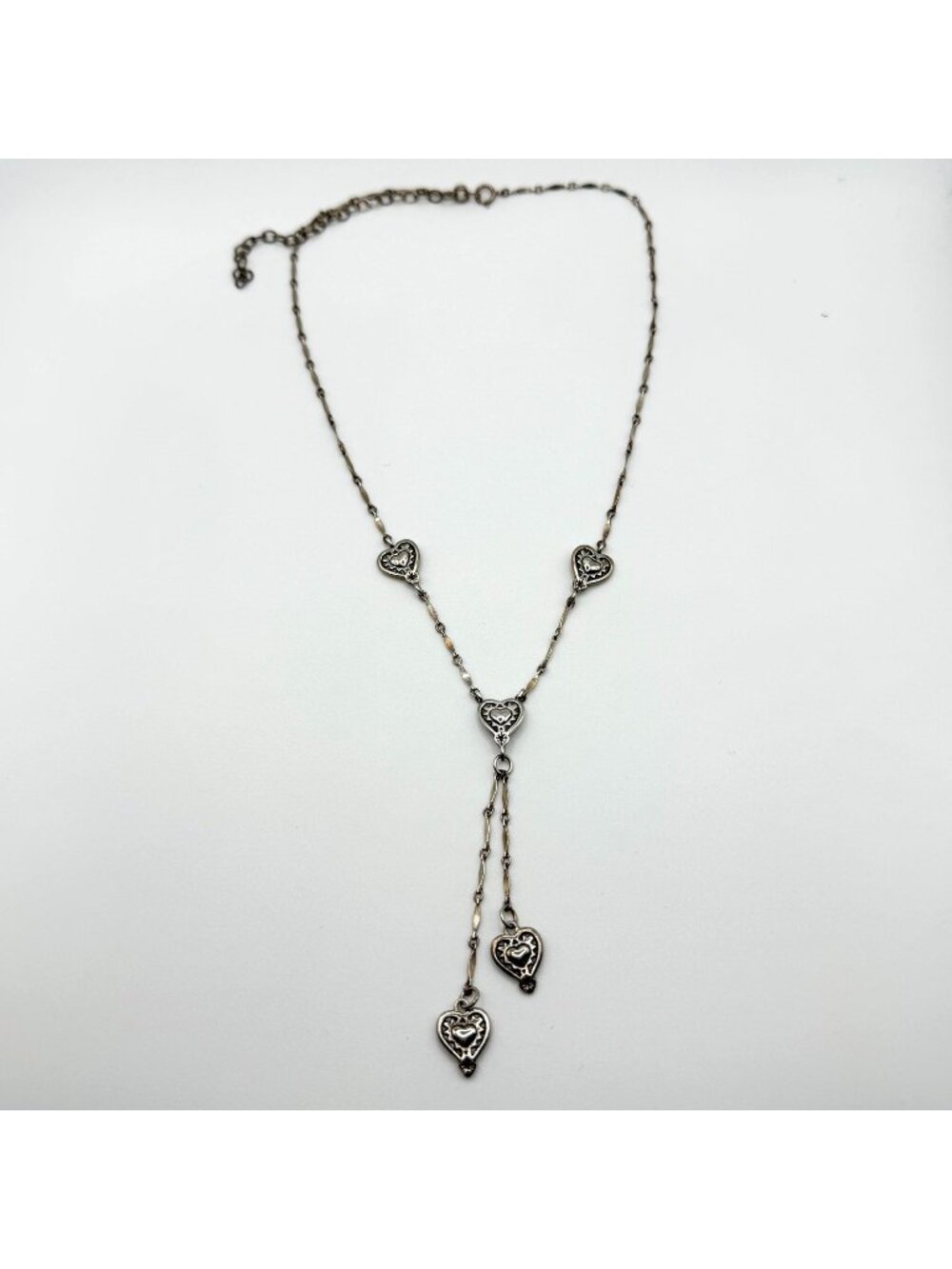 Vintage 925 Sterling Silver Heart Dangle Necklace